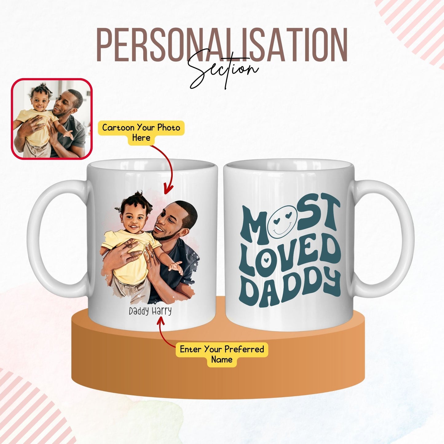 Retro Dad Custom Photo Cartoon Mug