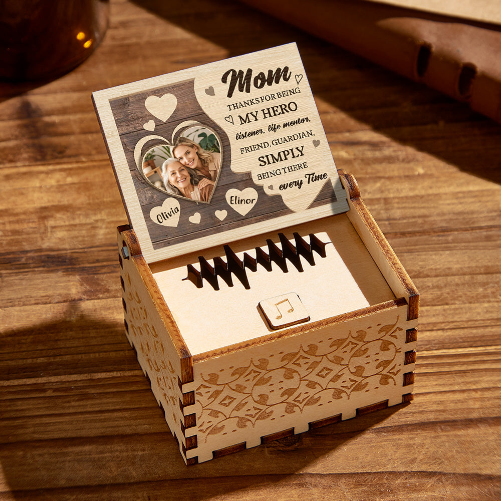 Custom Photo Wooden Music Box for Mom