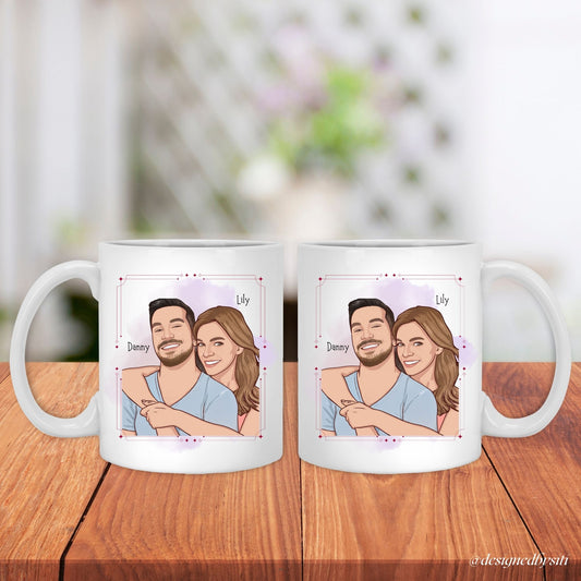 Personalised Cartoon Photo Couple Mug