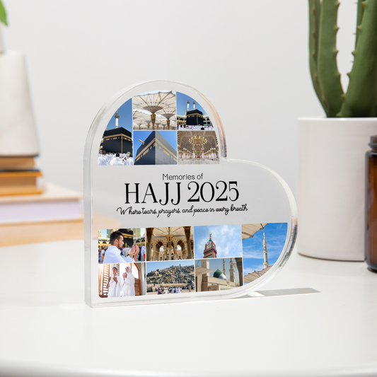 Custom Memories of Hajj Journey Heart Acrylic Plaque
