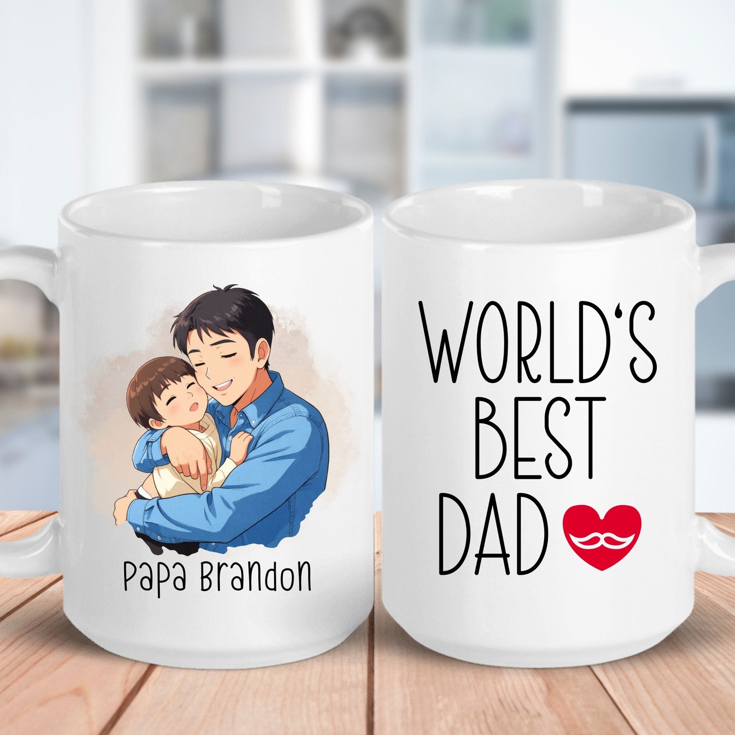 Custom 11oz and 15oz Cartoon World's Best Dad Mug