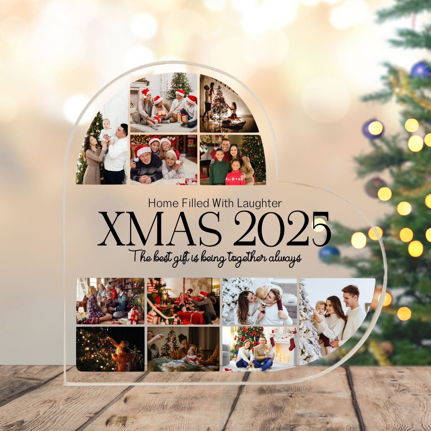 Collage of family photos with 'XMAS 2025' text in front of a Christmas tree.
