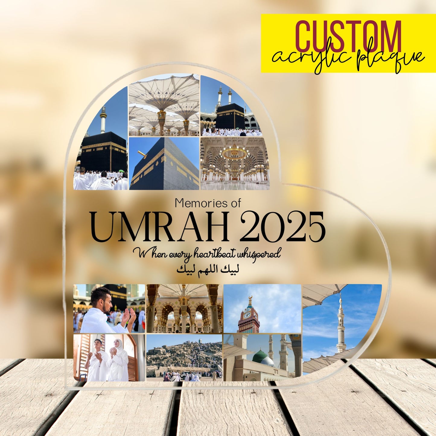 Custom Memories of Umrah Heart Acrylic Plaque