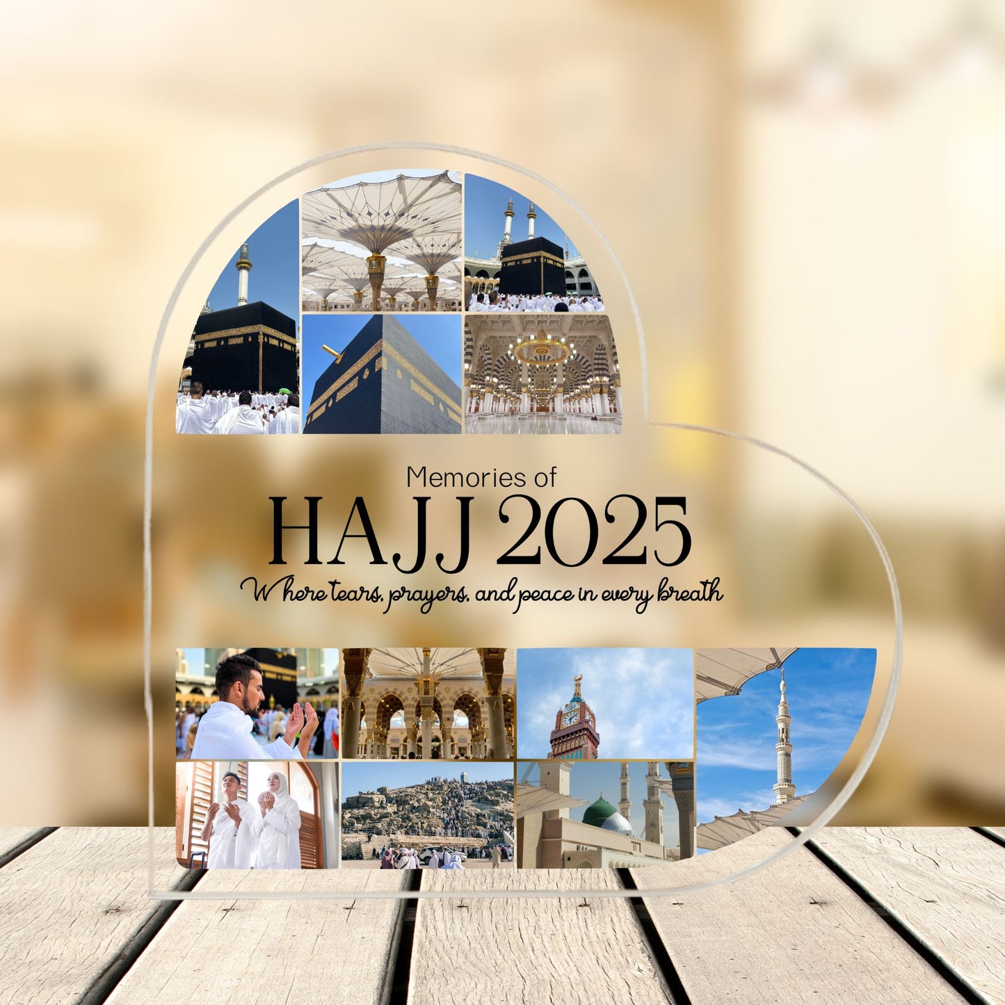 Custom Memories of Hajj Journey Heart Acrylic Plaque