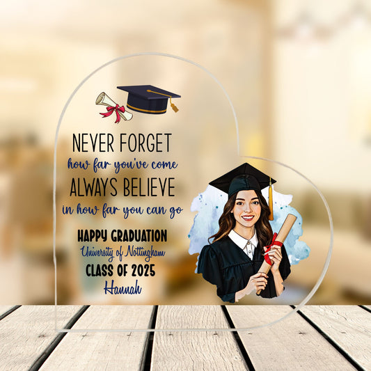 Custom Graduate Cartoon Portrait Heart Acrylic Plaque