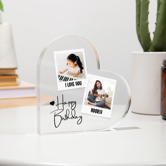 Custom Polaroid Photo Birthday Heart Acrylic Plaque Gift