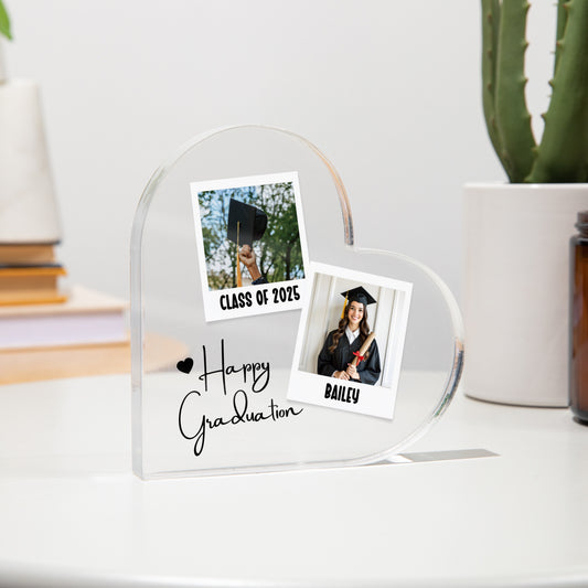 Polaroid Graduation Heart Acrylic Plaque