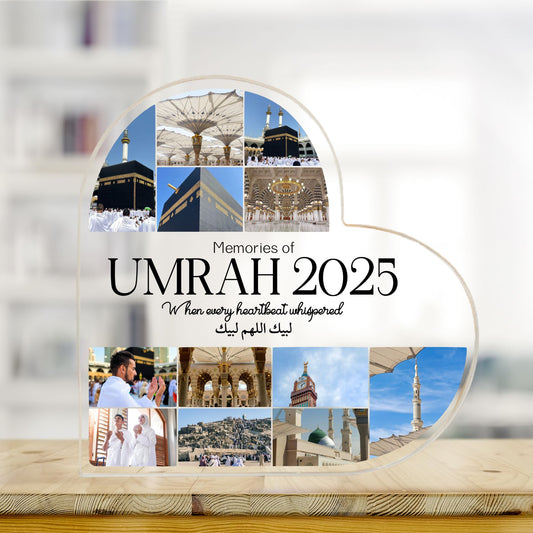 Custom Memories of Umrah Heart Acrylic Plaque