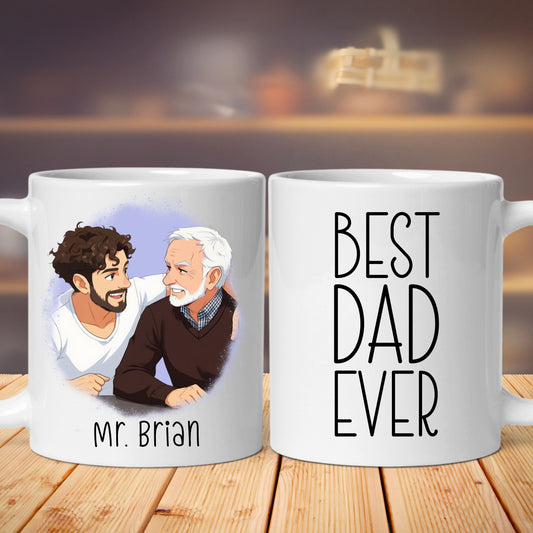 Custom 11oz and 15oz Cartoon Photo Best Dad Ever Mug