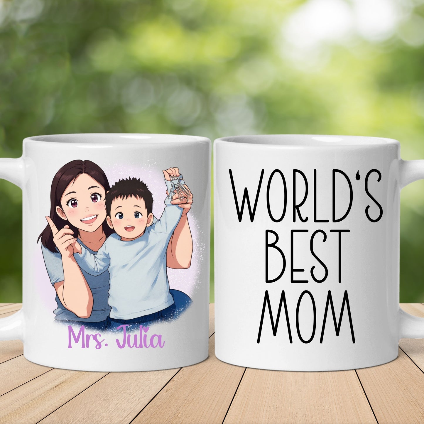 Custom 11oz and 15oz Cartoon Photo Worlds Best Mom Mug