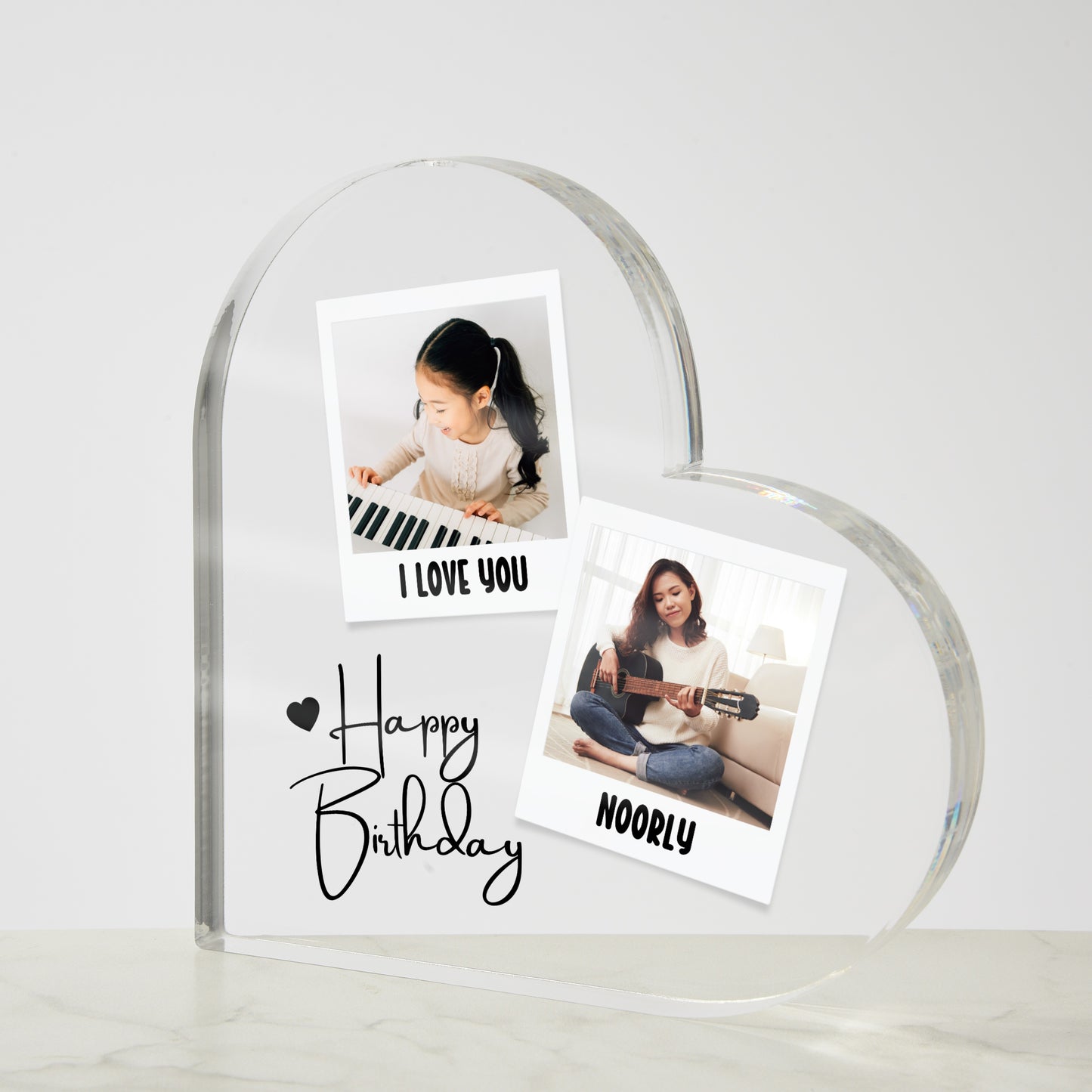 Custom Polaroid Photo Birthday Heart Acrylic Plaque Gift