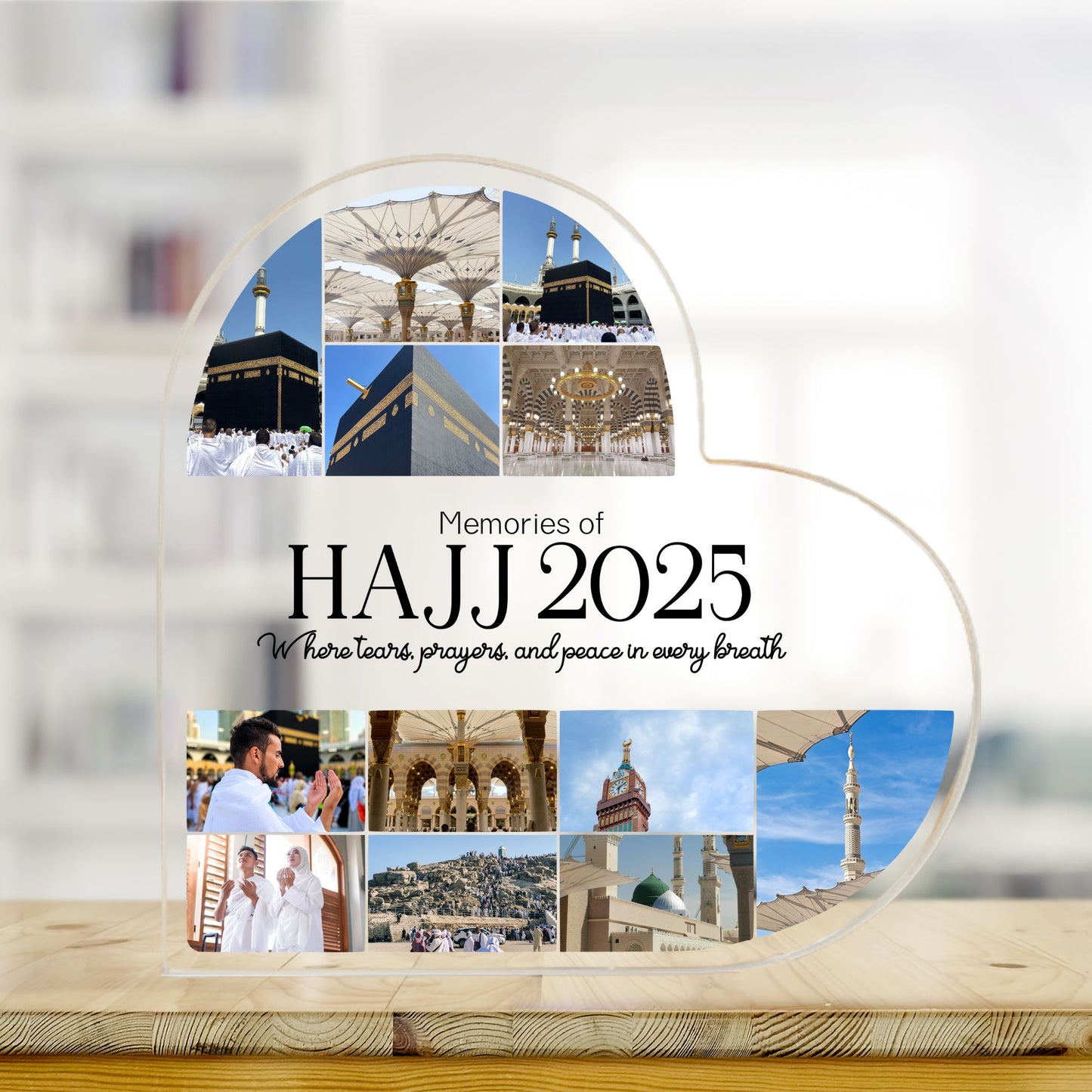 Custom Memories of Hajj Journey Heart Acrylic Plaque