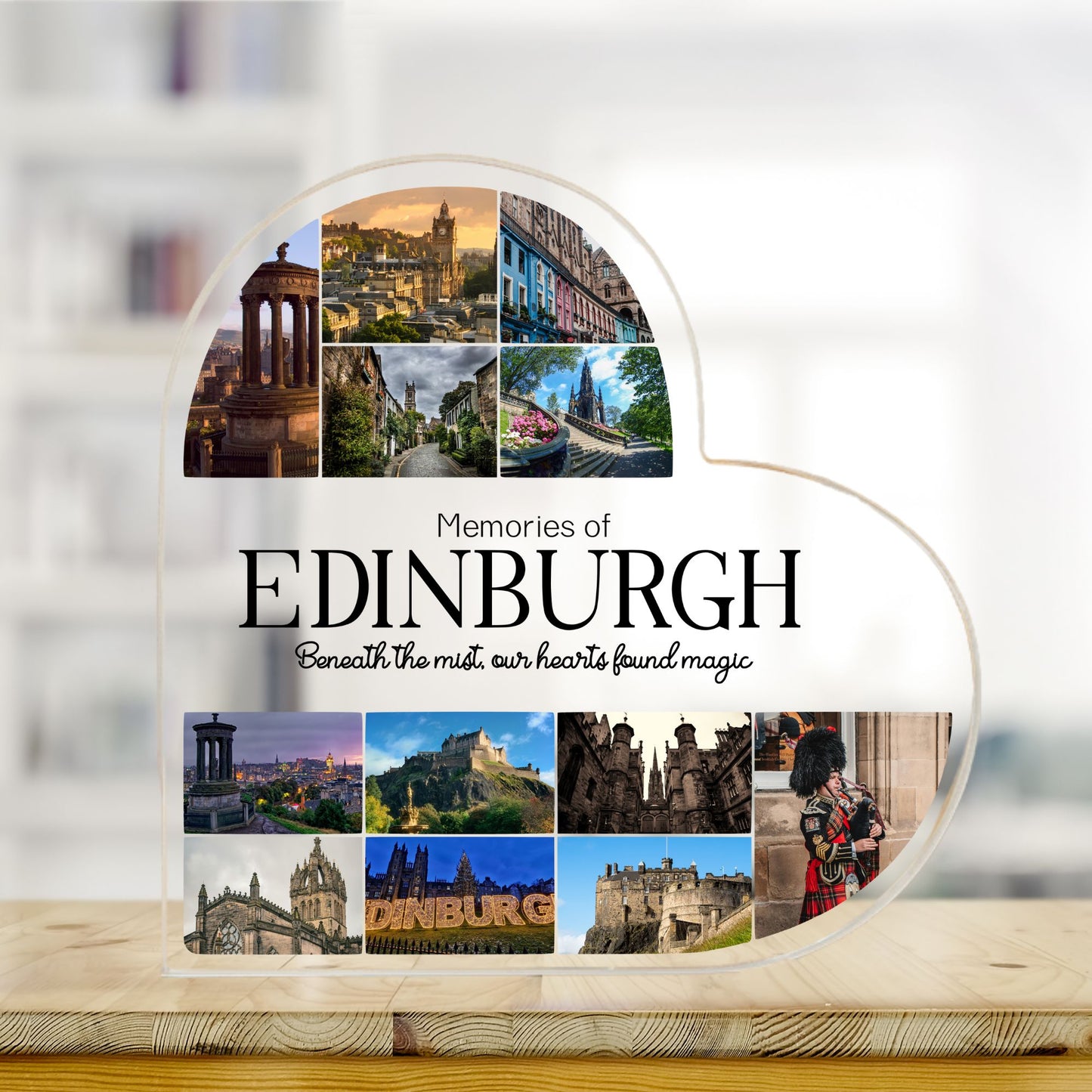 Custom Memories of Edinburgh Travel Heart Acrylic Plaque