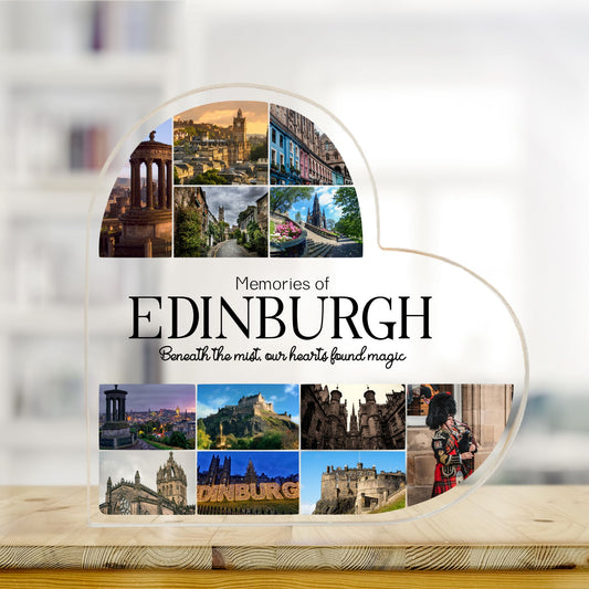Custom Memories of Edinburgh Travel Heart Acrylic Plaque