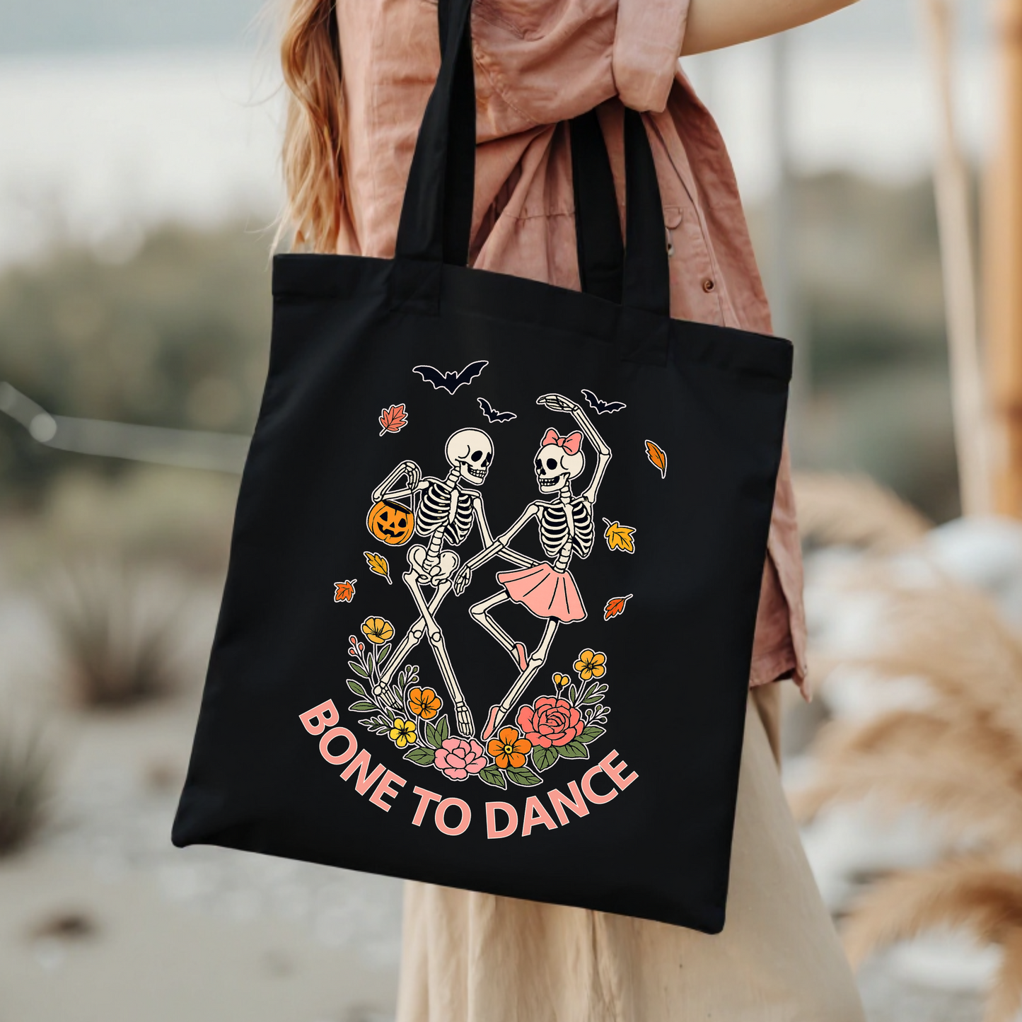 Skeleton Bone to Dance Cotton Tote Bag