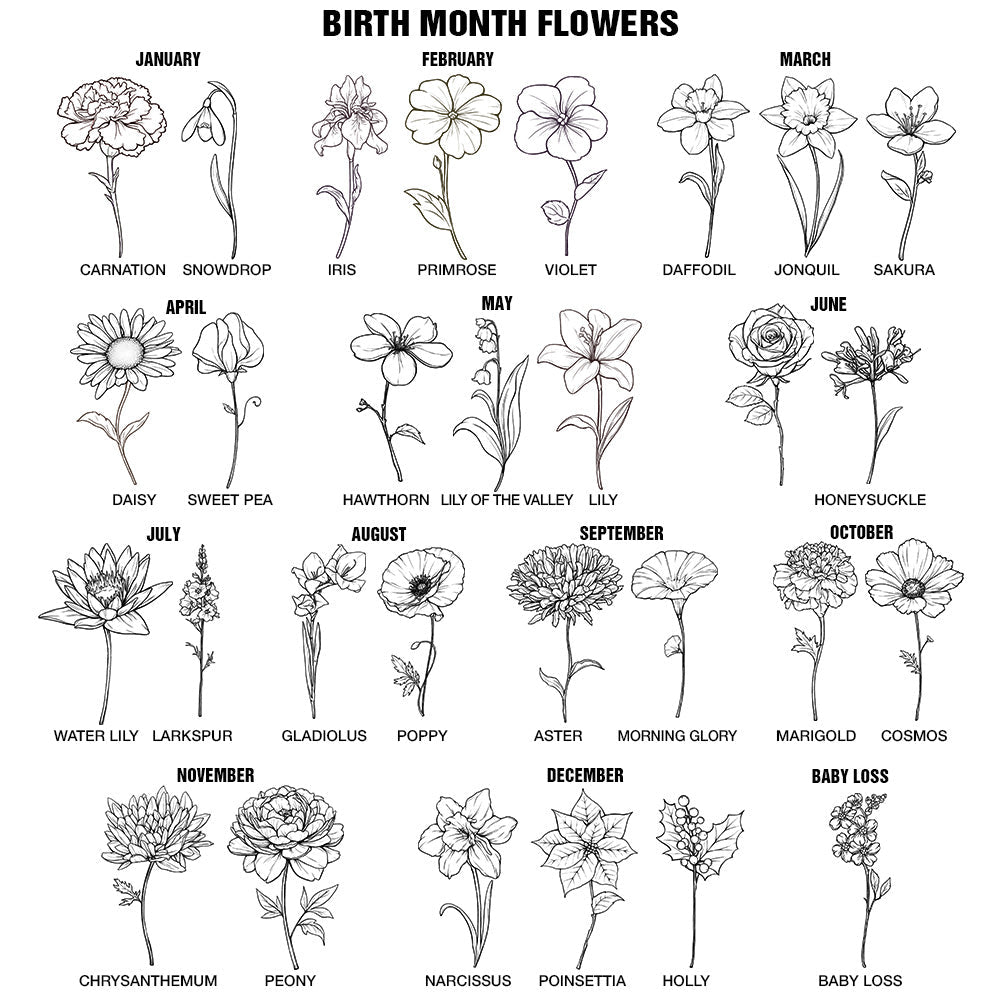 40oz Tumbler BirthMonthFlower