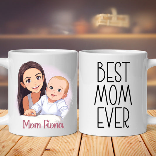 Custom 11oz and 15oz Cartoon Photo Best Mom Ever Mug