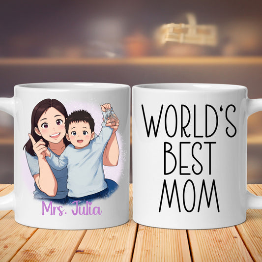 Custom 11oz and 15oz Cartoon Photo Worlds Best Mom Mug