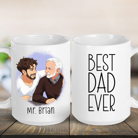 Custom 11oz and 15oz Cartoon Photo Best Dad Ever Mug