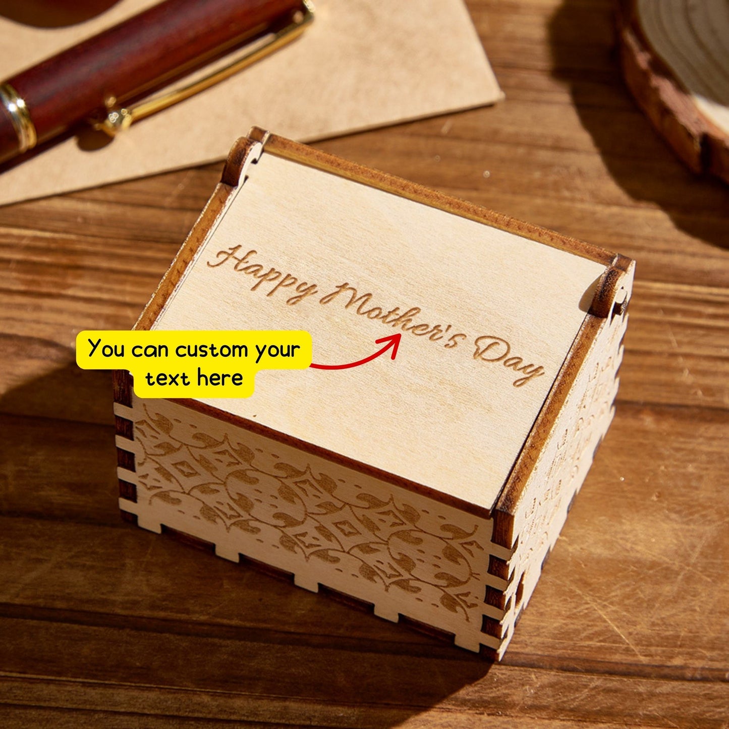 Custom Photo Wooden Music Box for Mom