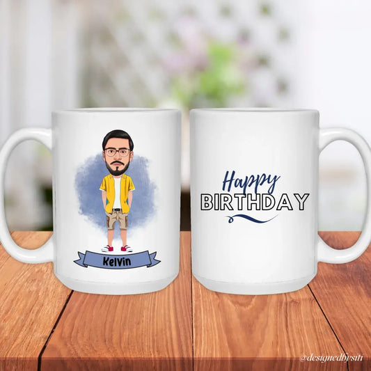 Personalised Caricature Birthday Mug for Men
