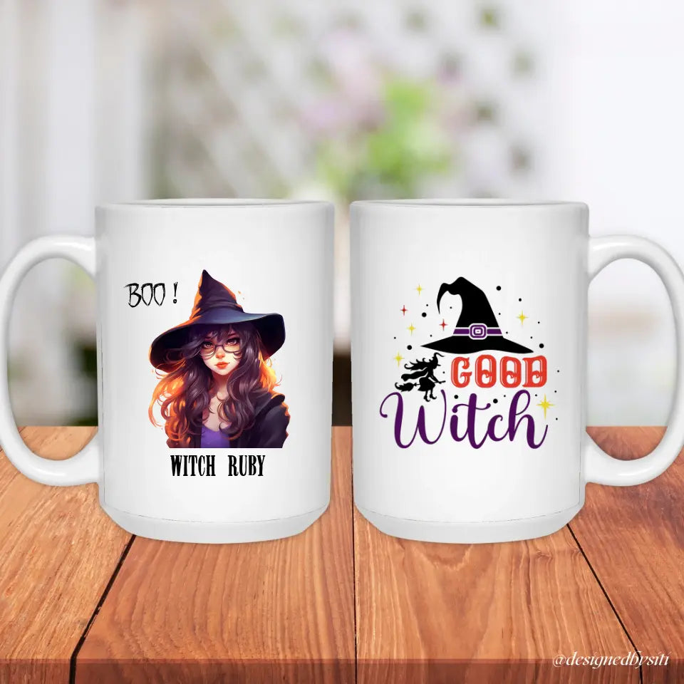 Personalised Beautiful Halloween Witch Mug
