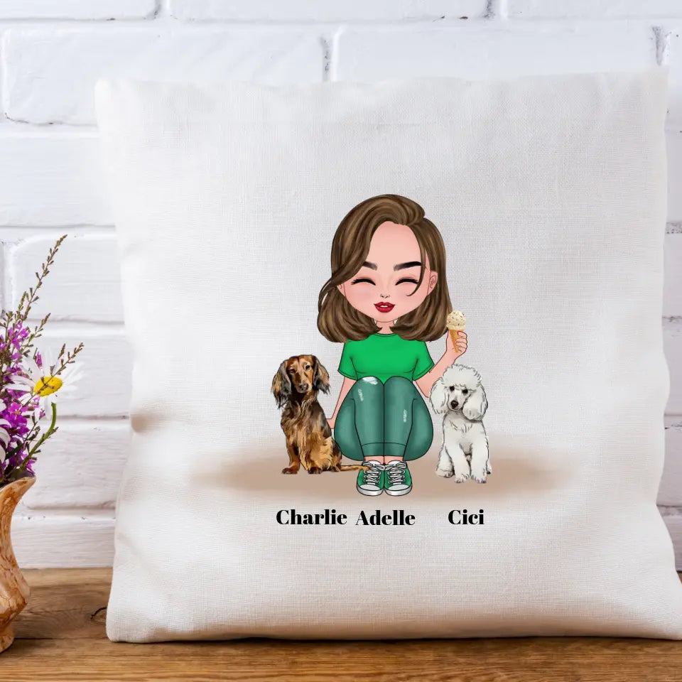 Personalised Dog Mom Square Pillow Front and Back