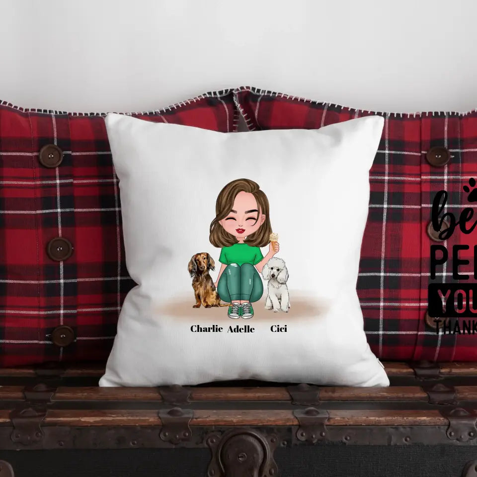 Personalised Dog Mom Square Pillow Front and Back
