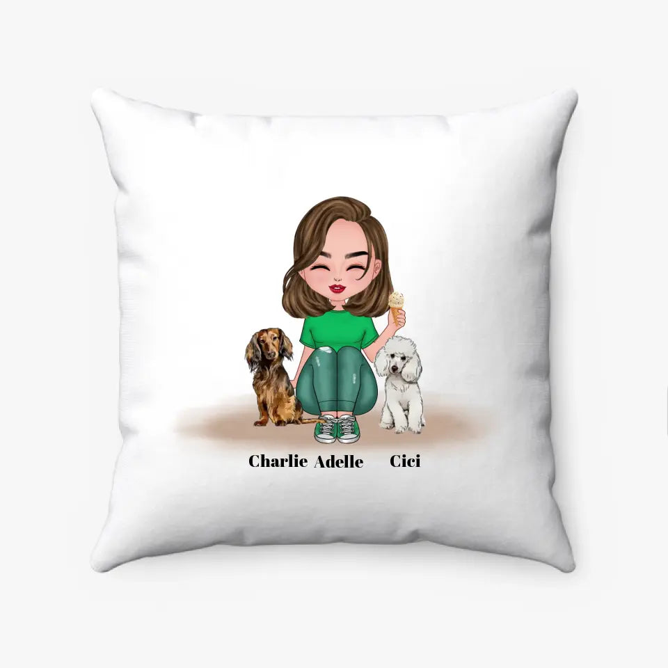 Personalised Dog Mom Square Pillow Front and Back