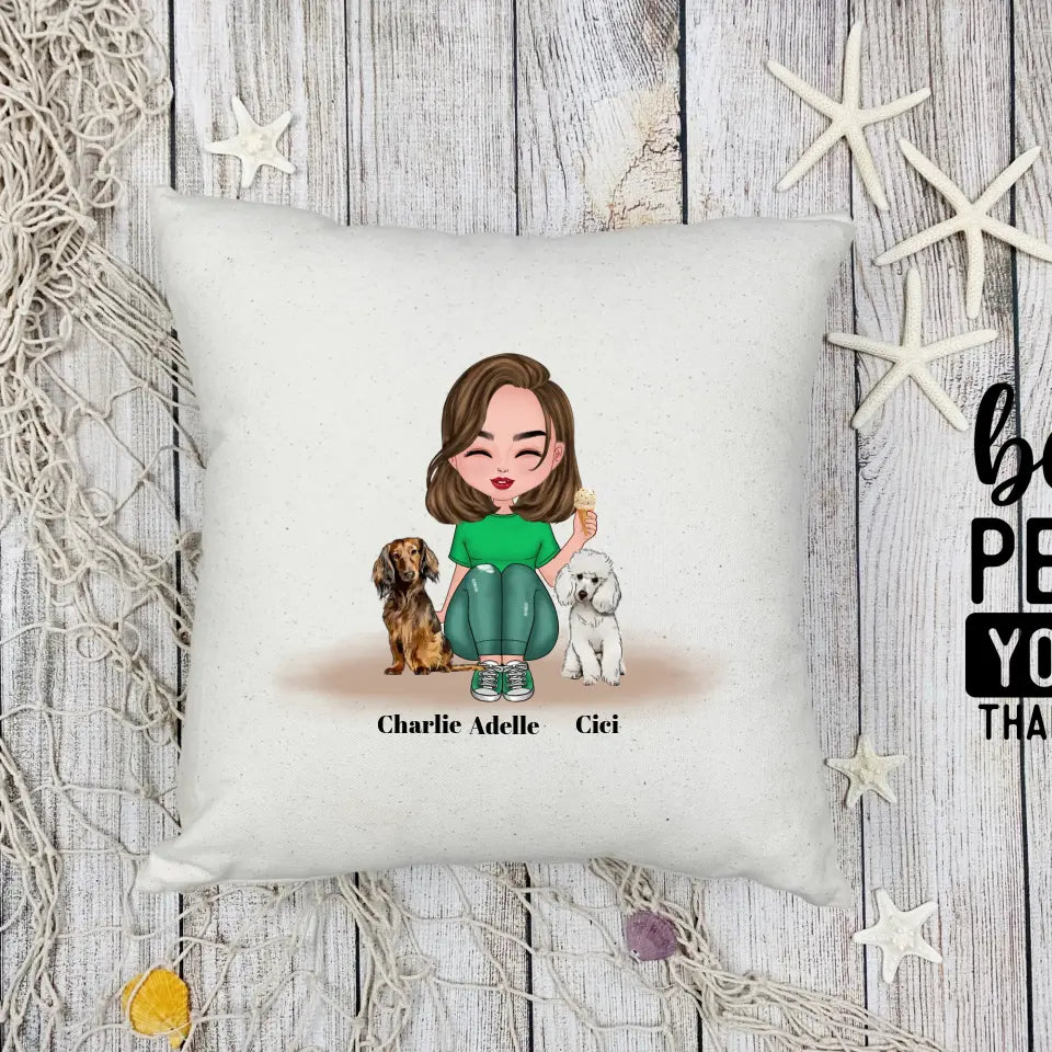 Personalised Dog Mom Square Pillow Front and Back