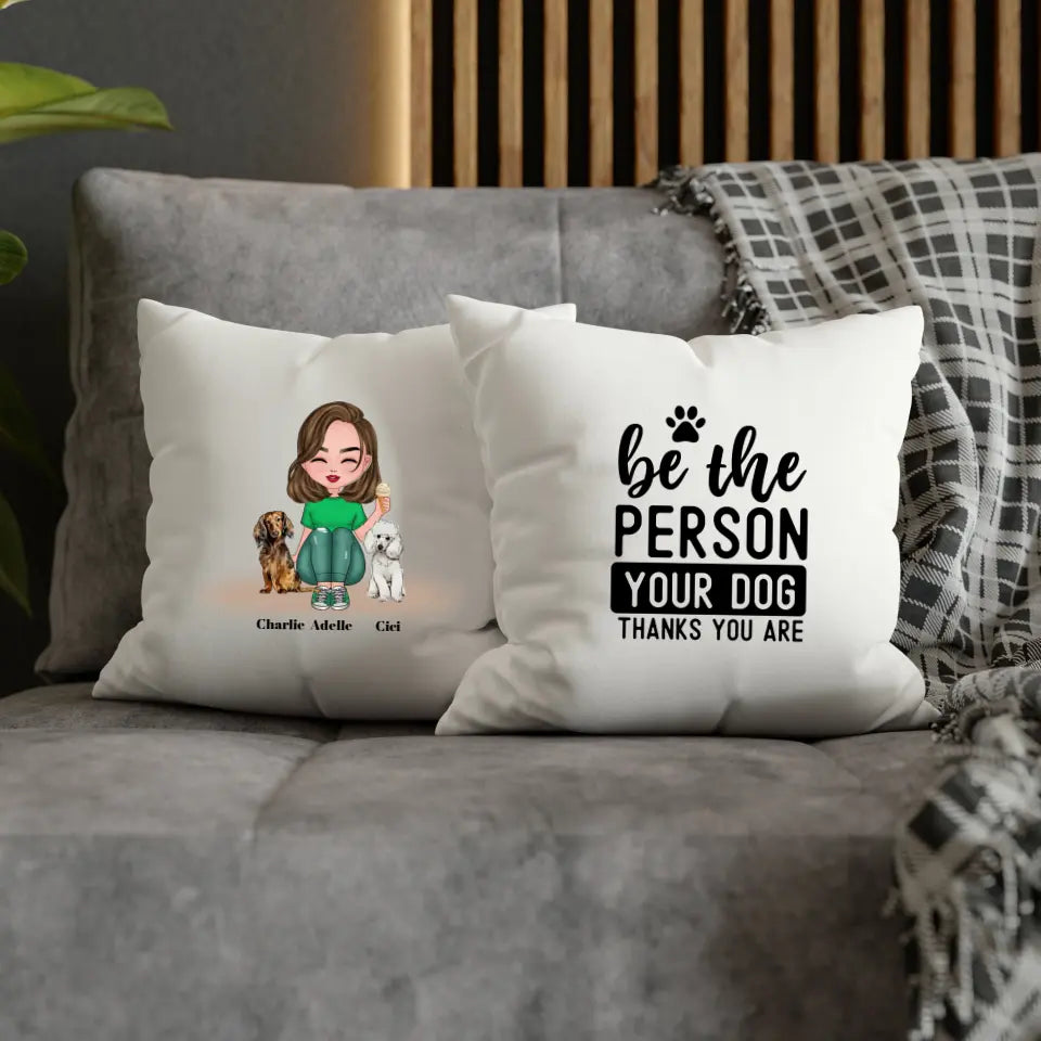 Personalised Dog Mom Square Pillow Front and Back