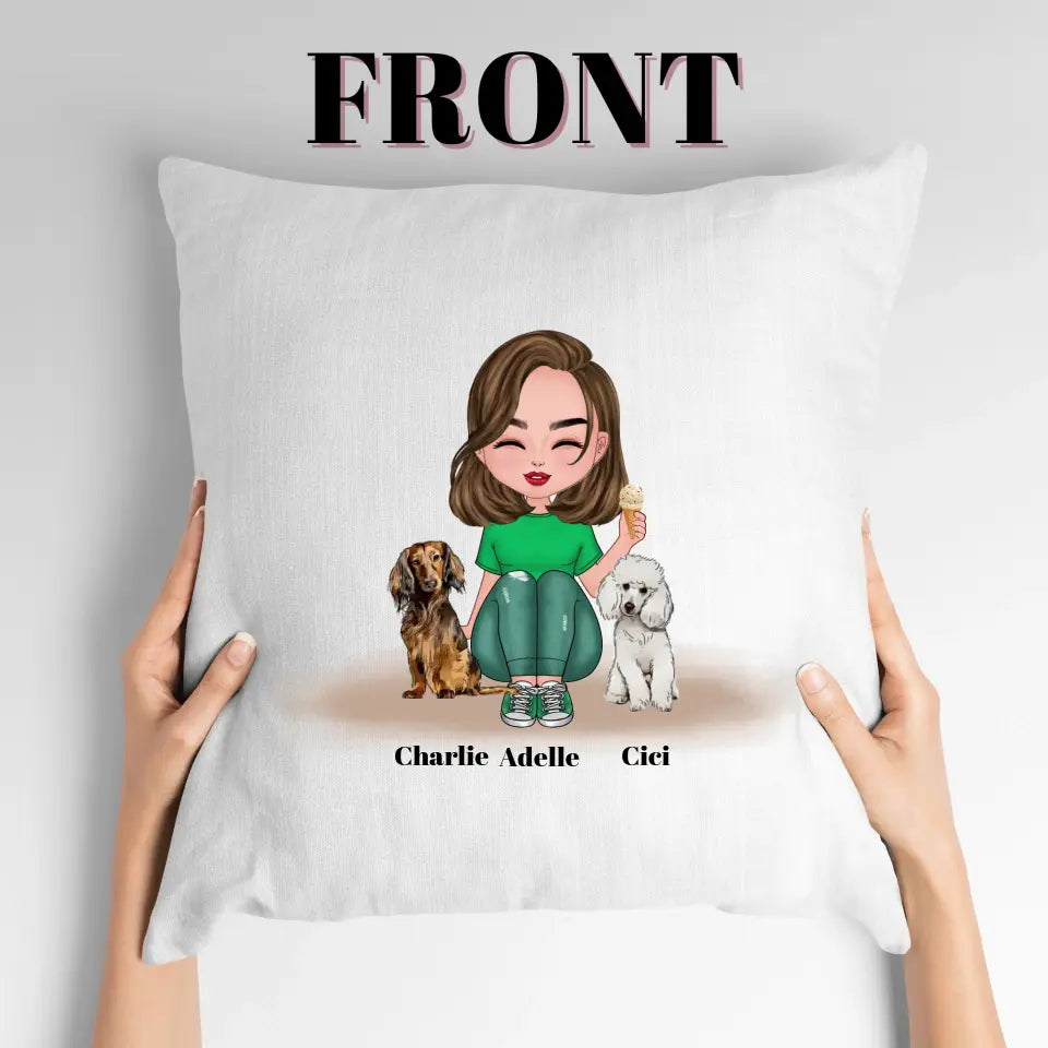 Personalised Dog Mom Square Pillow Front and Back