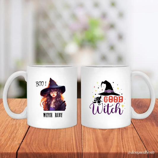 Personalised Beautiful Halloween Witch Mug