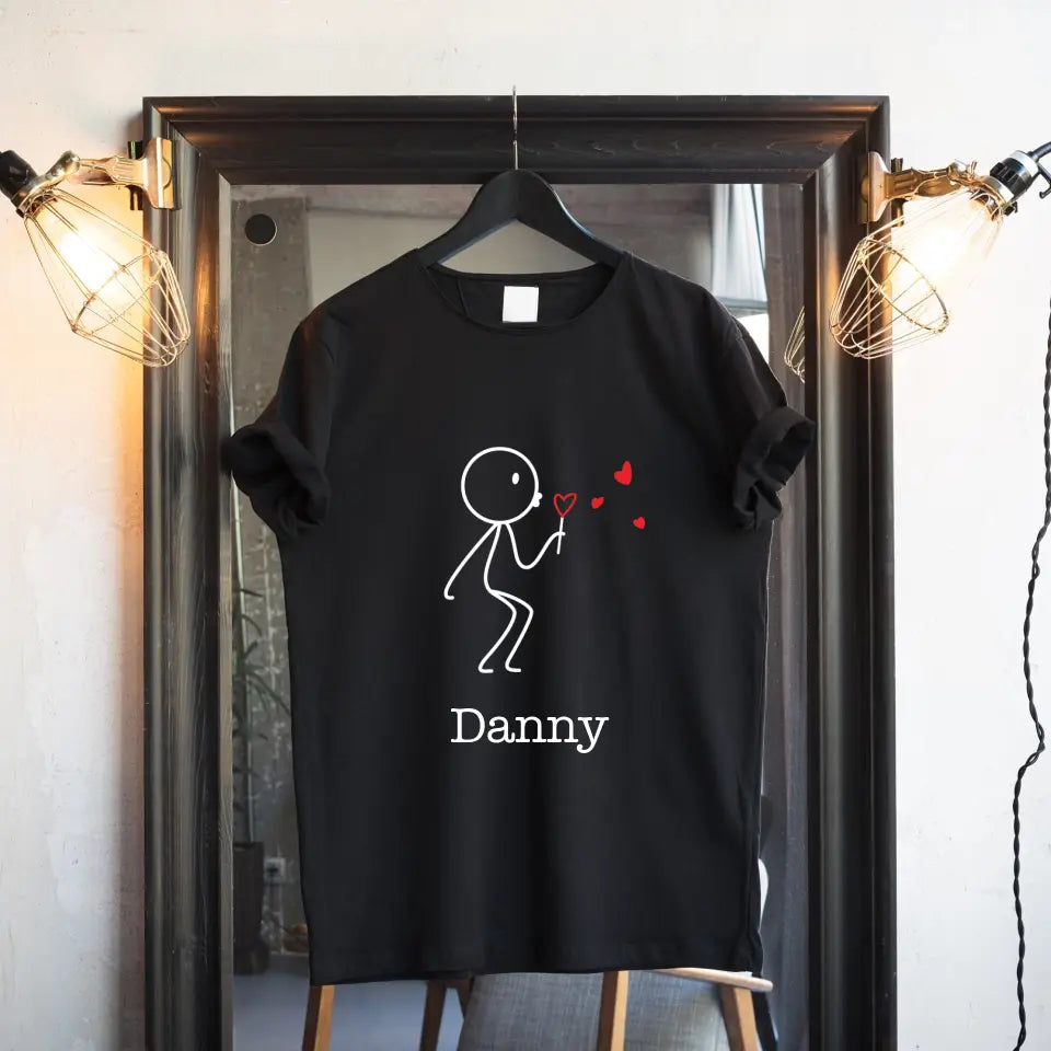 Couple Blowing Heart Valentine's T-Shirt (Male)