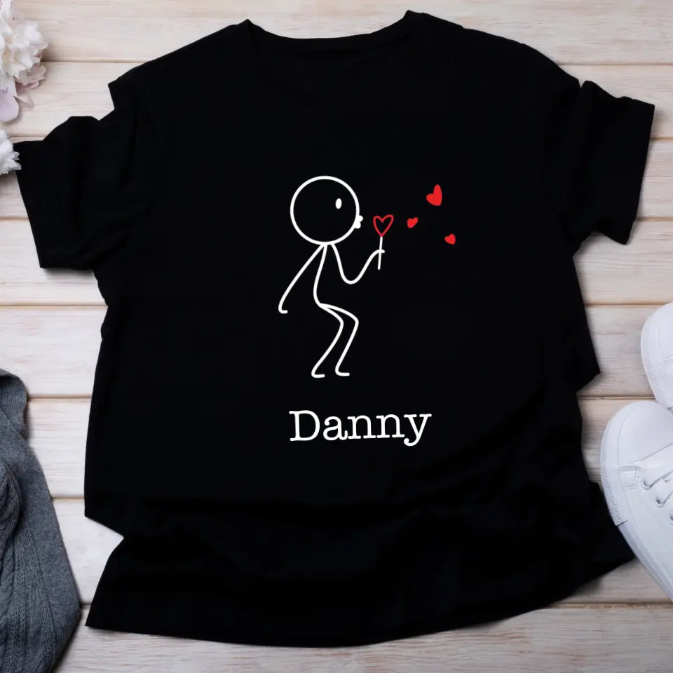 Couple Blowing Heart Valentine's T-Shirt (Male)