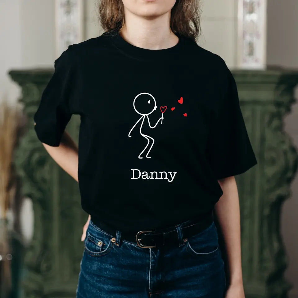 Couple Blowing Heart Valentine's T-Shirt (Male)