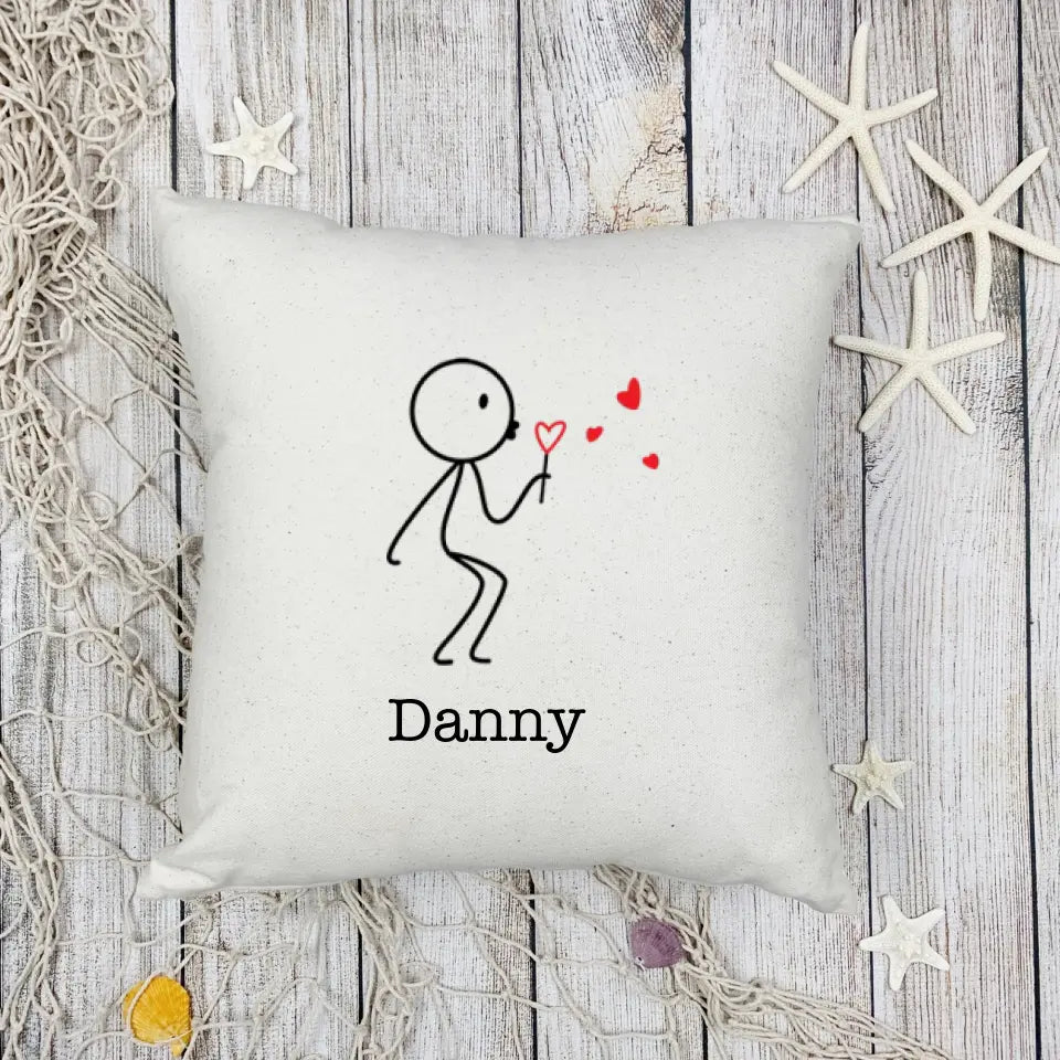 Couple Blowing Heart Pillow (Male)