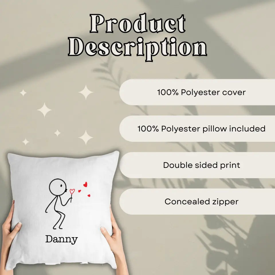 Couple Blowing Heart Pillow (Male)