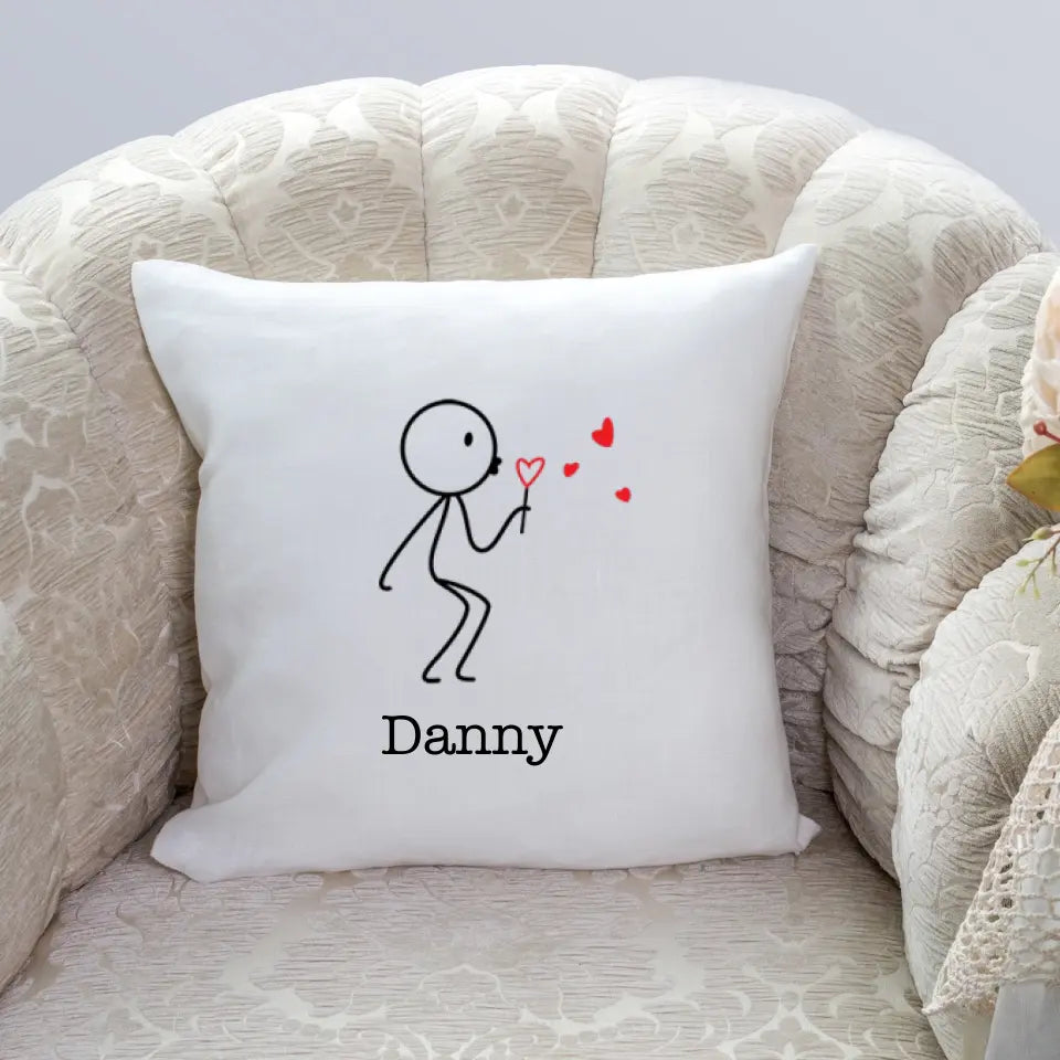 Couple Blowing Heart Pillow (Male)