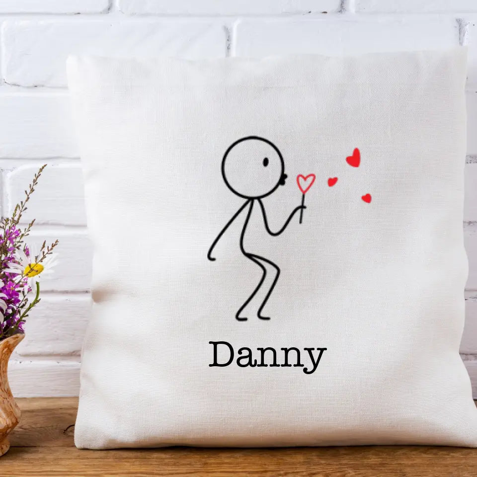 Couple Blowing Heart Pillow (Male)