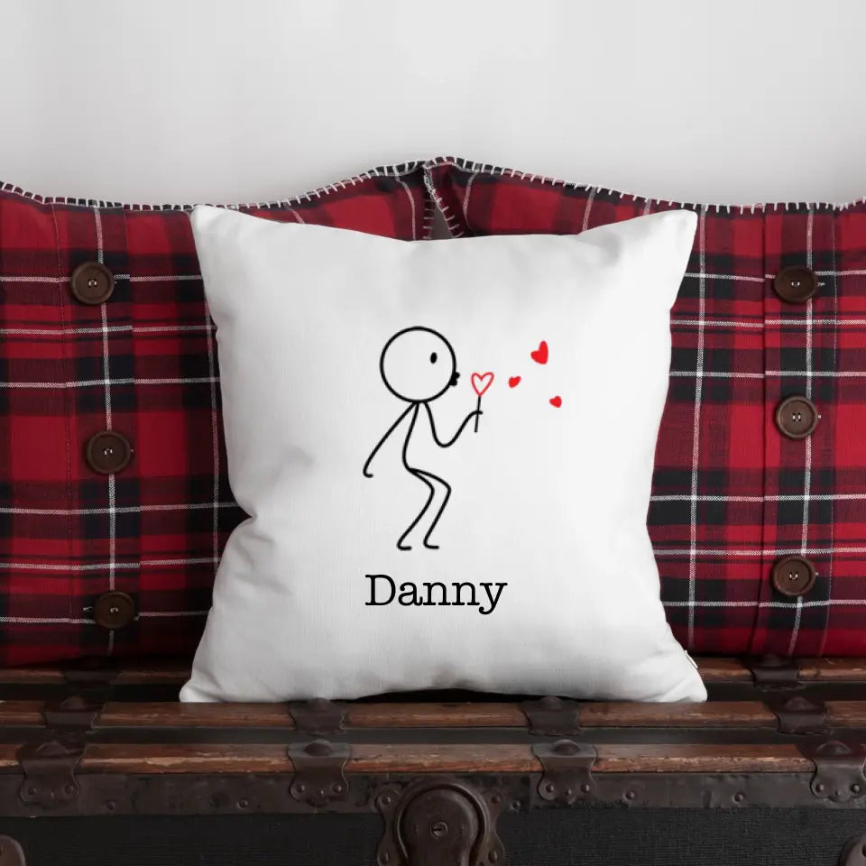 Couple Blowing Heart Pillow (Male)