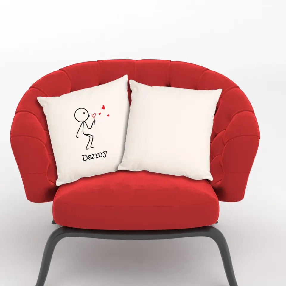 Couple Blowing Heart Pillow (Male)