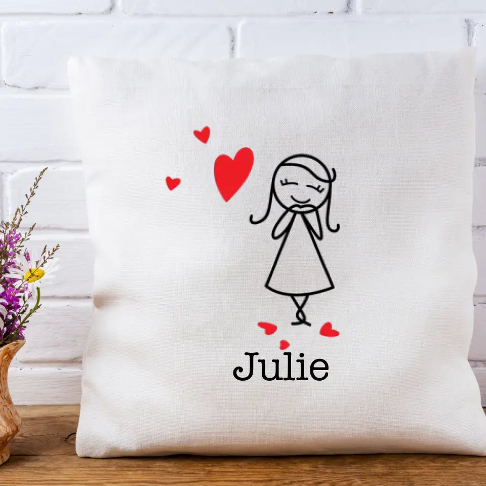 Couple Blowing Heart Pillow (Female)
