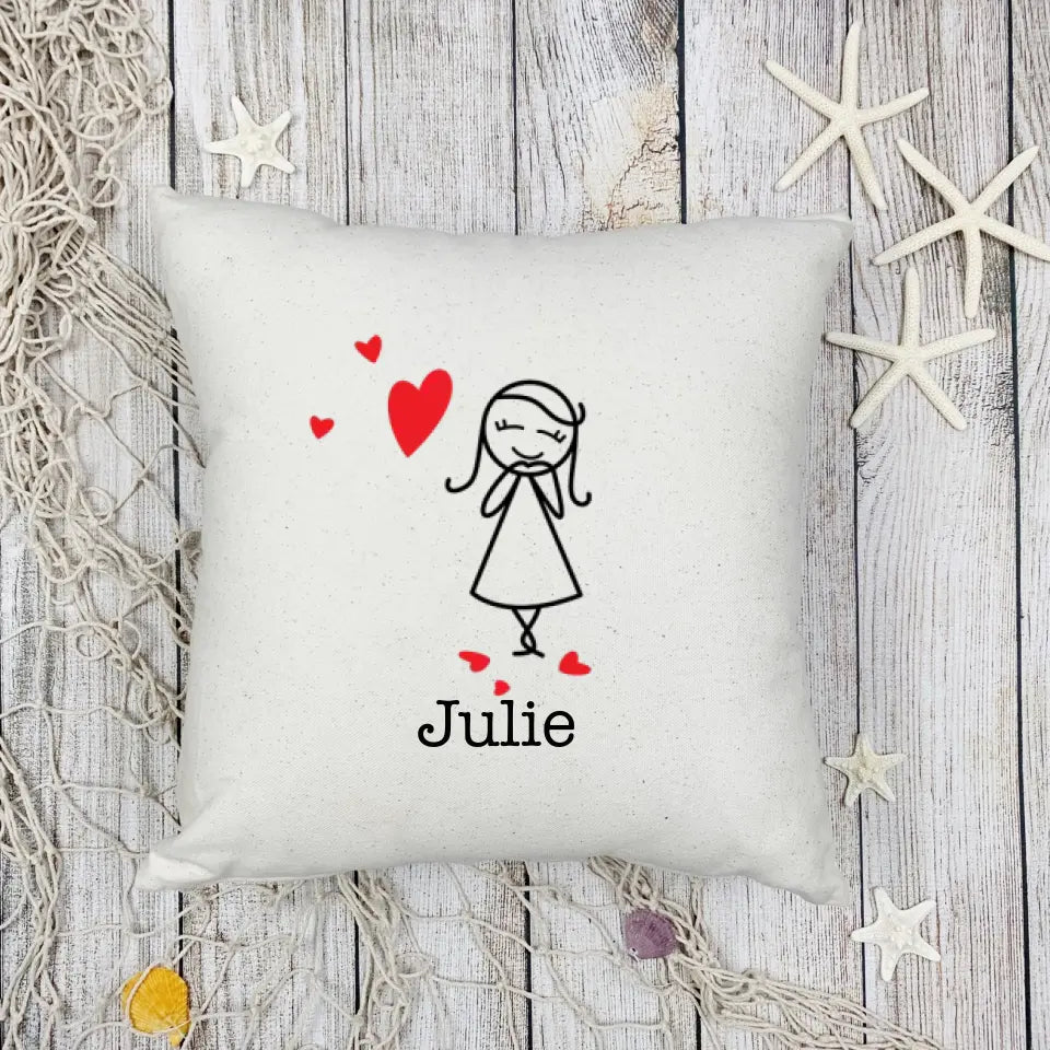 Couple Blowing Heart Pillow (Female)