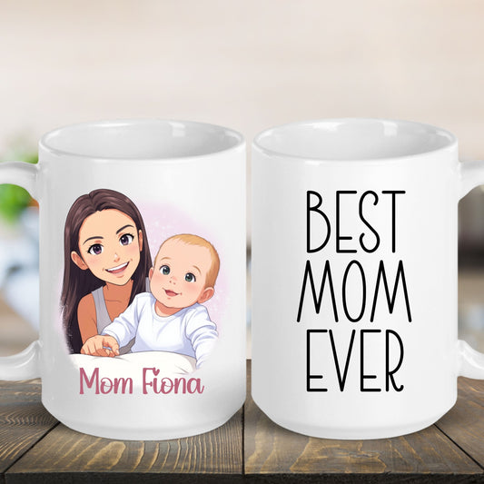 Custom 11oz and 15oz Cartoon Photo Best Mom Ever Mug