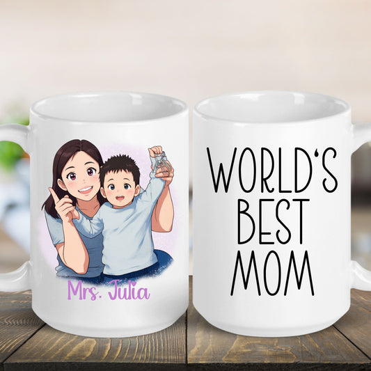Custom 11oz and 15oz Cartoon Photo Worlds Best Mom Mug