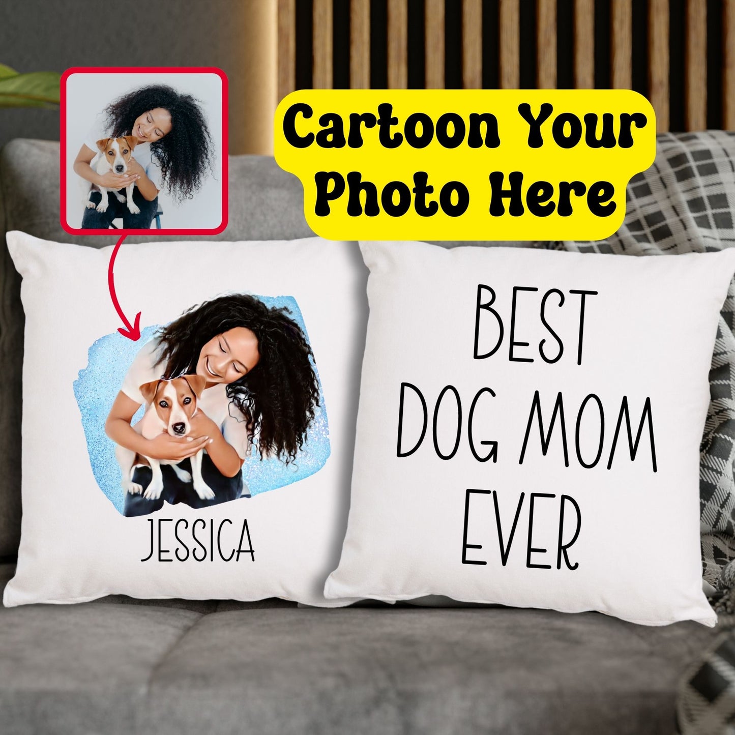 Cartoon Dog Mom Pillow