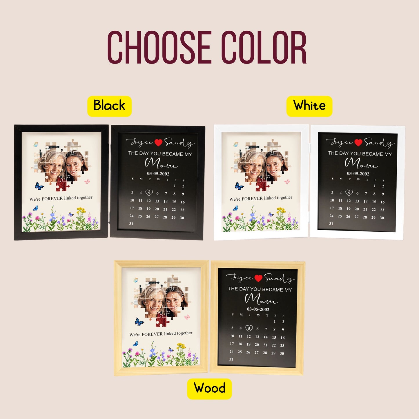 Choose Color for Frame with Puzzle Photo for Mom