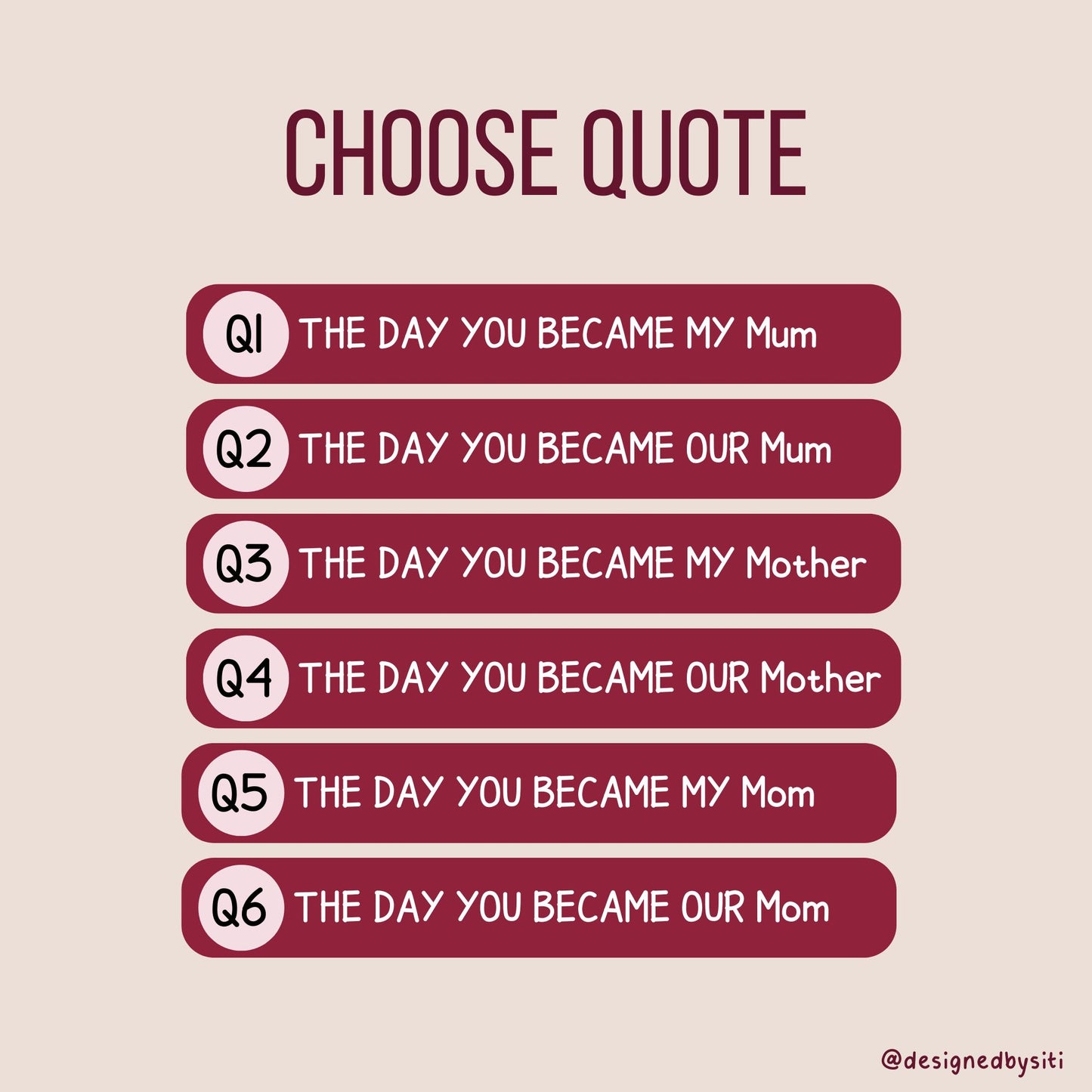 Choose Quote for Picture Puzzle Frame for Mom