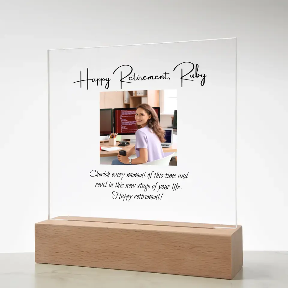 Custom Retirement Acrylic Plaque for Women DesignedbySiti